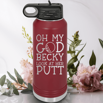 Maroon golf water bottle Look At Her Putt