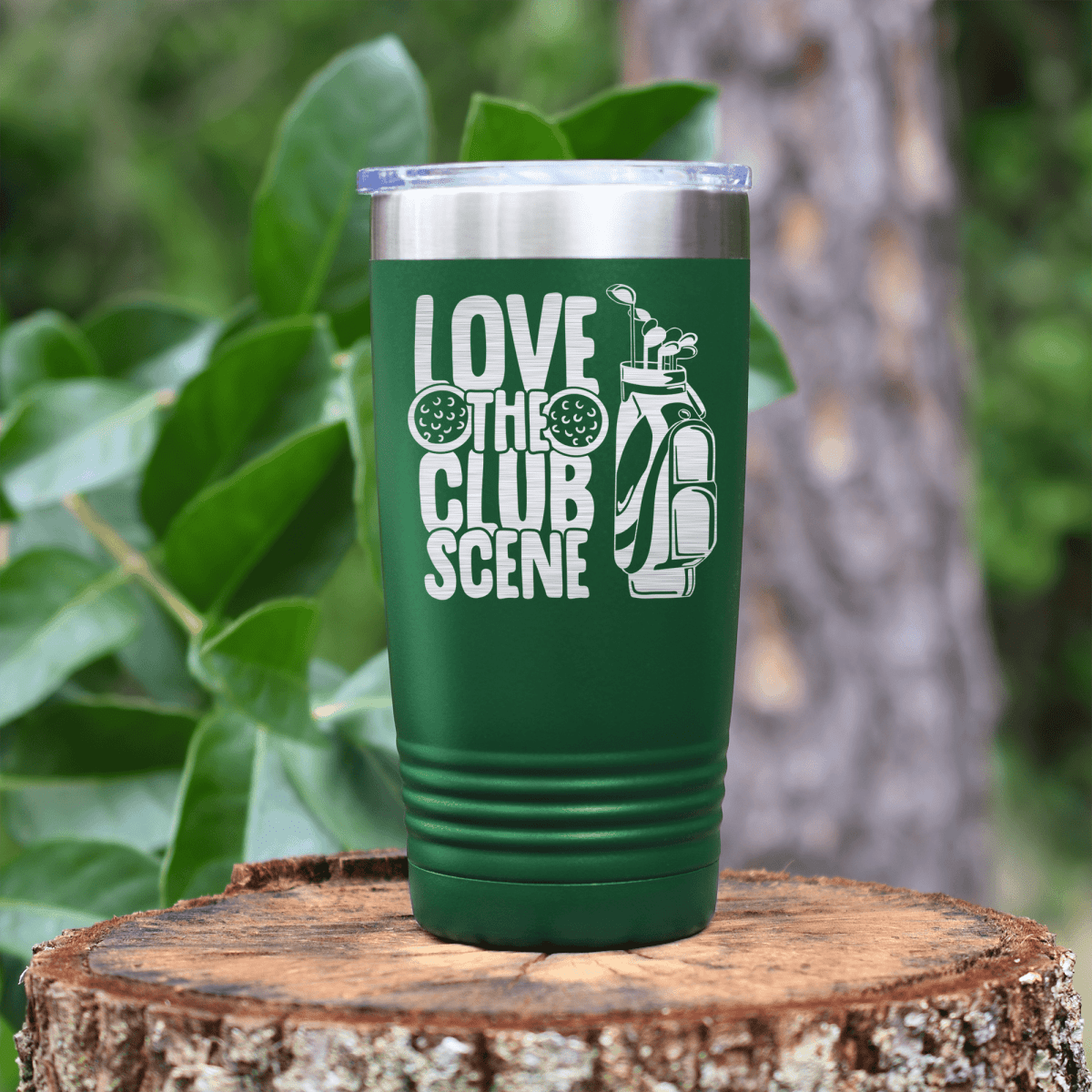 Green golf tumbler Love The Club Scene