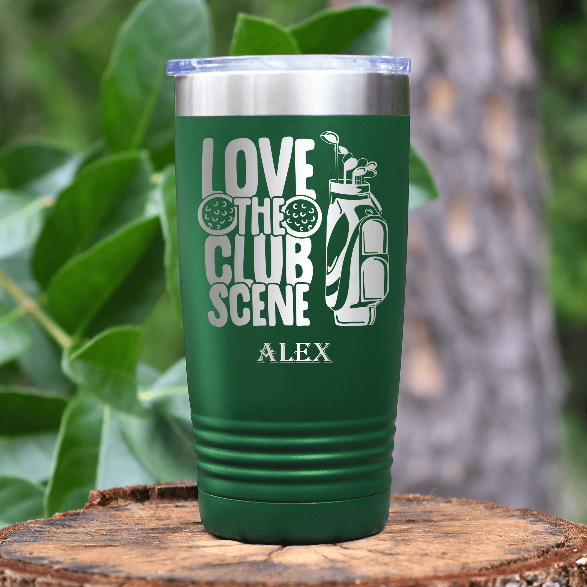 Green Golf Tumbler With Love The Club Scene Design