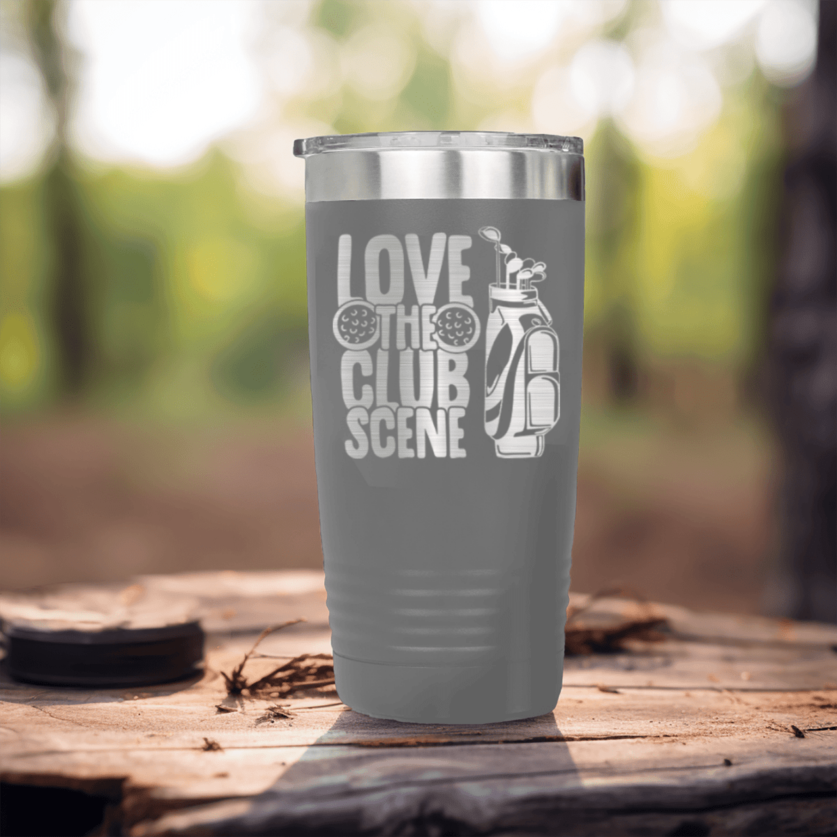 Grey golf tumbler Love The Club Scene