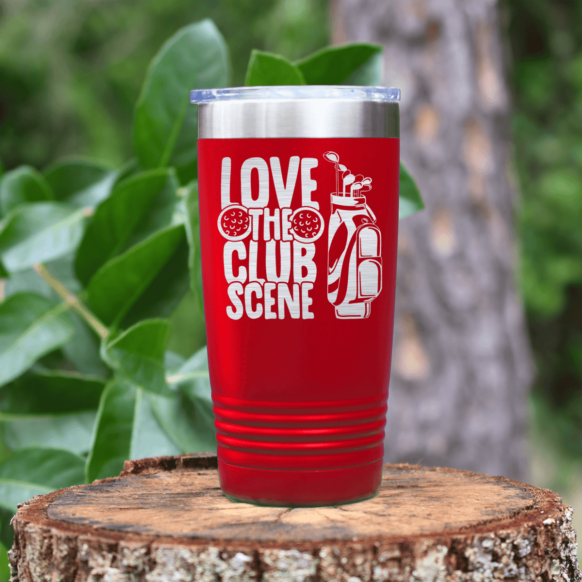 Red golf tumbler Love The Club Scene