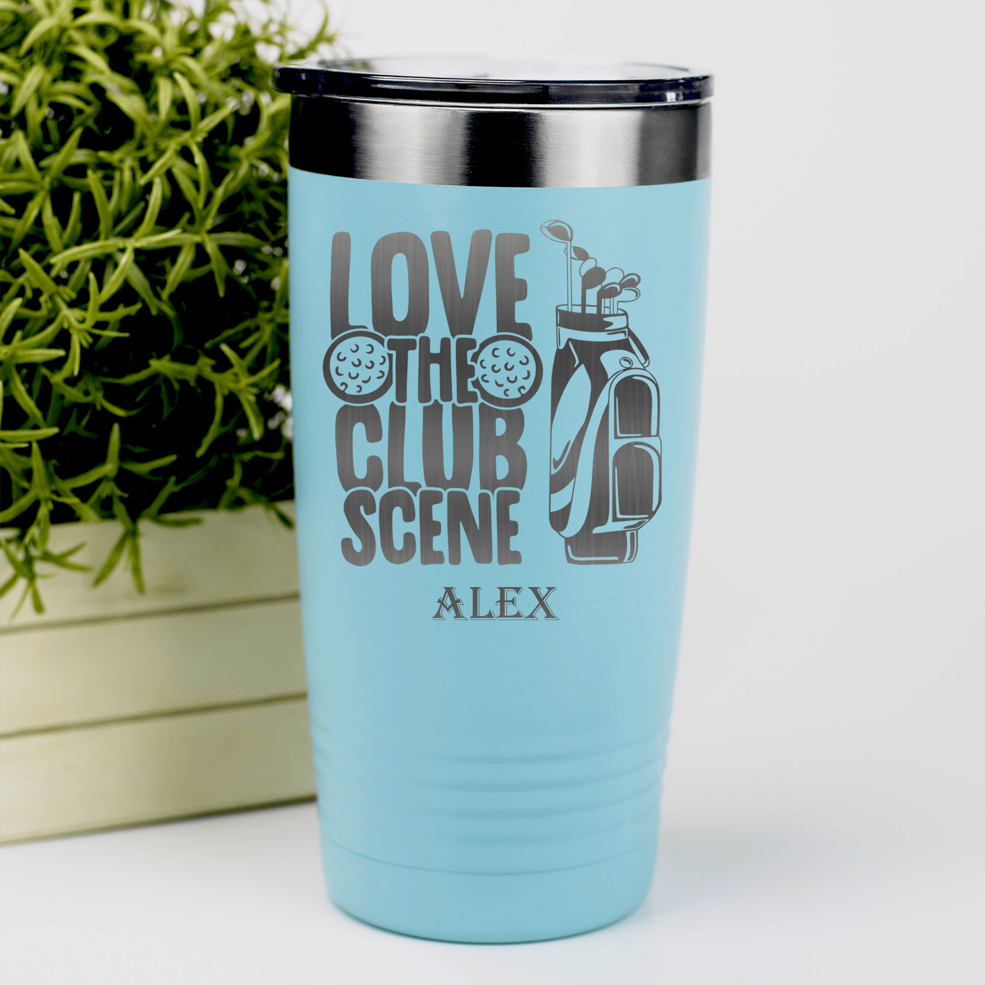 Teal Golf Tumbler With Love The Club Scene Design
