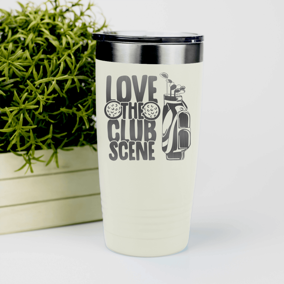 White golf tumbler Love The Club Scene