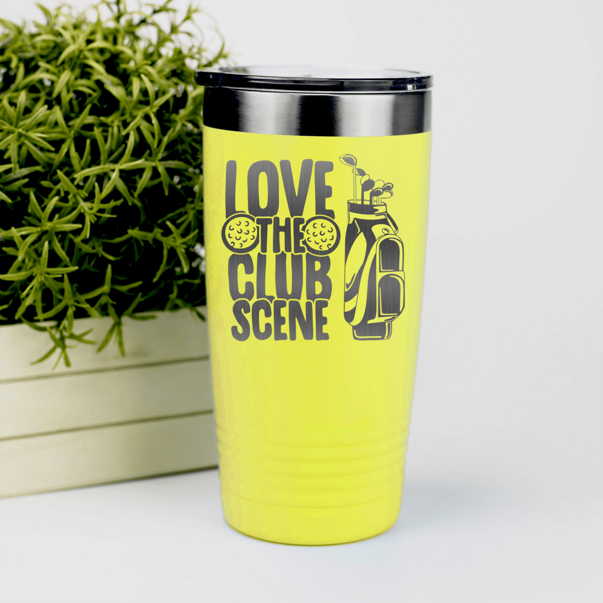 Yellow golf tumbler Love The Club Scene