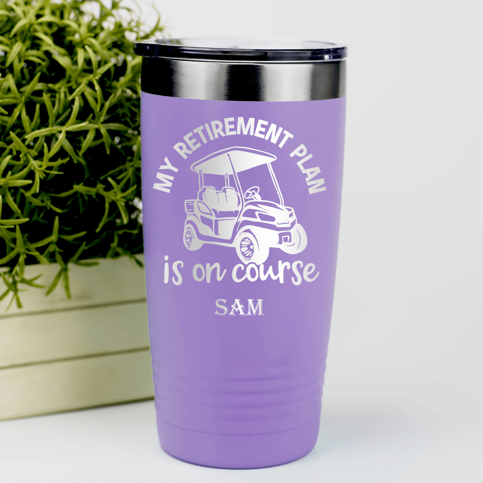 Light Purple Golf Tumbler With My Retirement Plan Is On Course Design