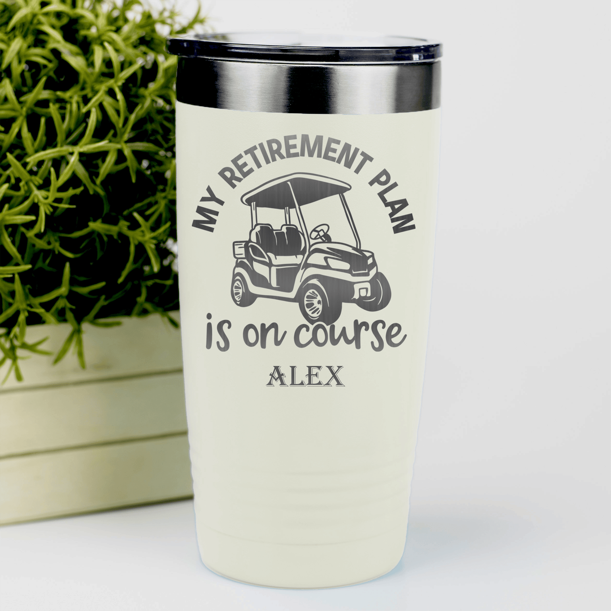 White Golf Tumbler With My Retirement Plan Is On Course Design