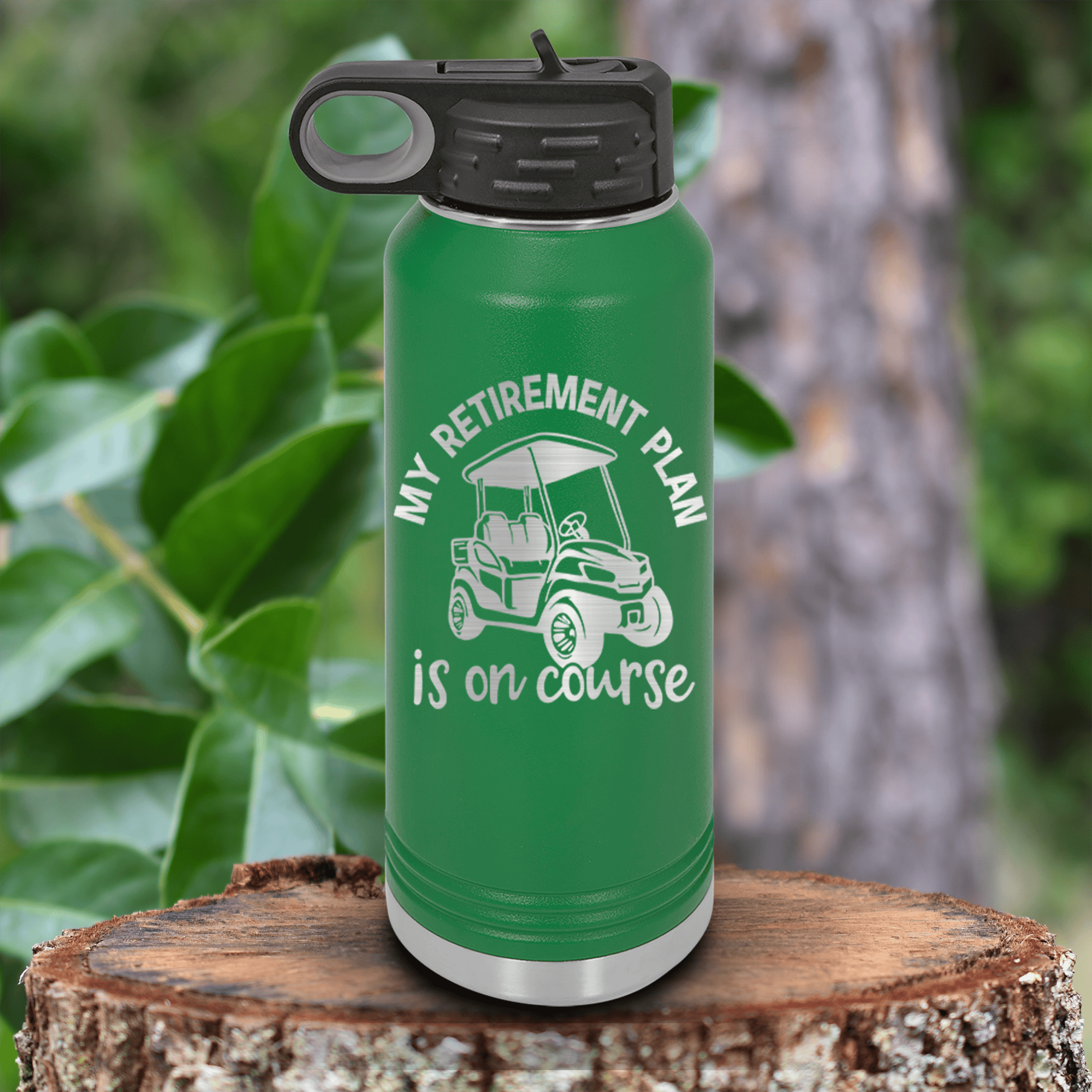 Green golf water bottle My Retirement Plan Is On Course