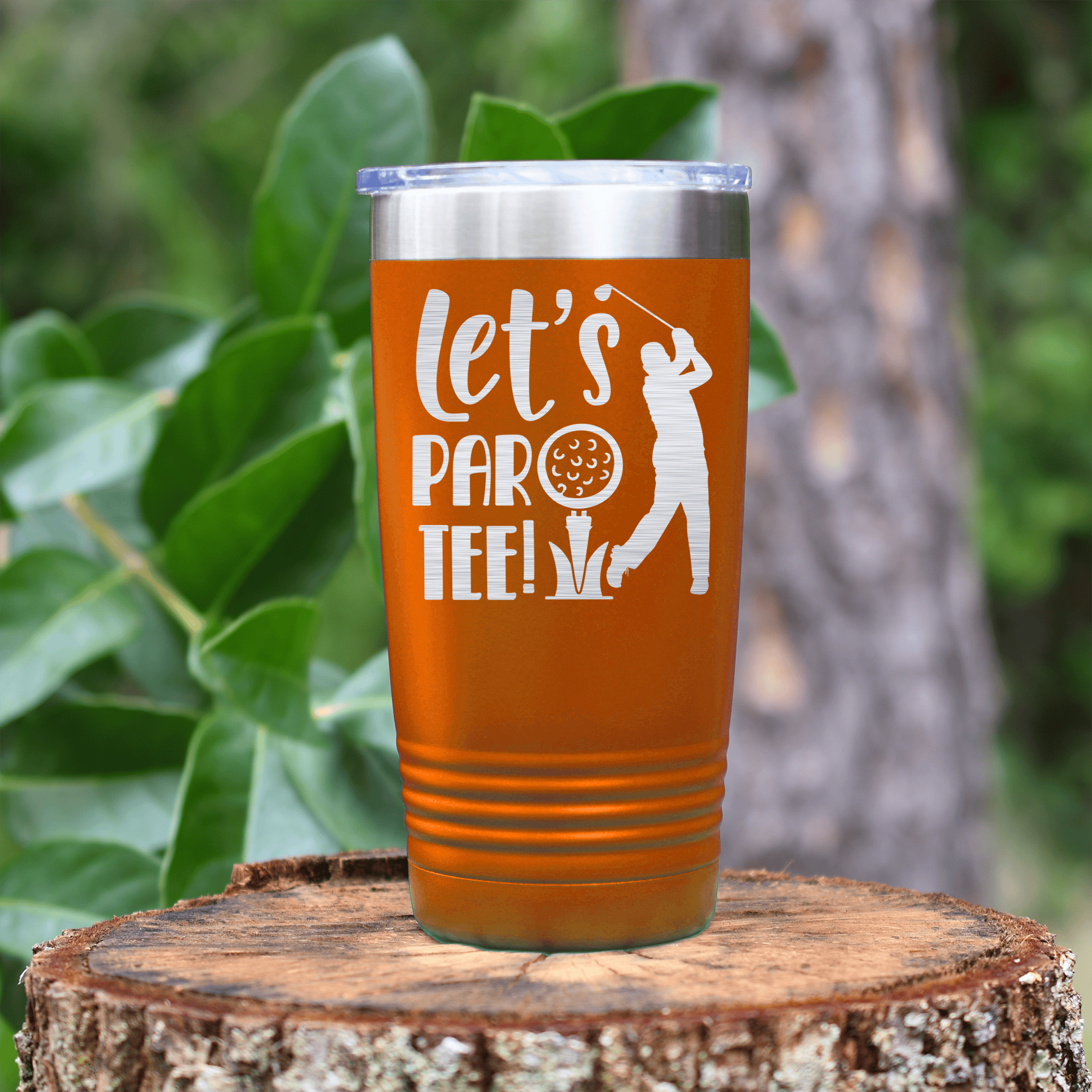 Orange golf tumbler Par Tee Time