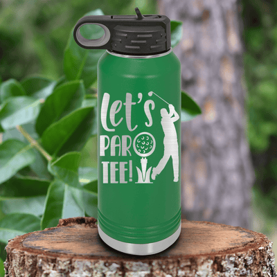 Green golf water bottle Par Tee Time