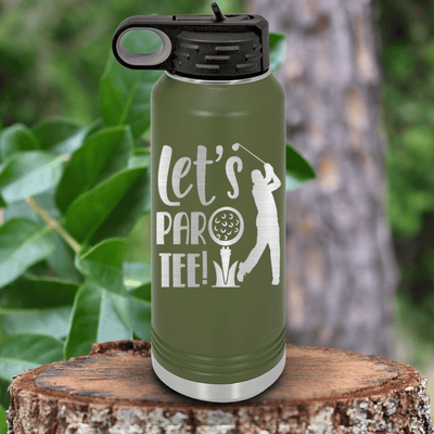 Military Green golf water bottle Par Tee Time