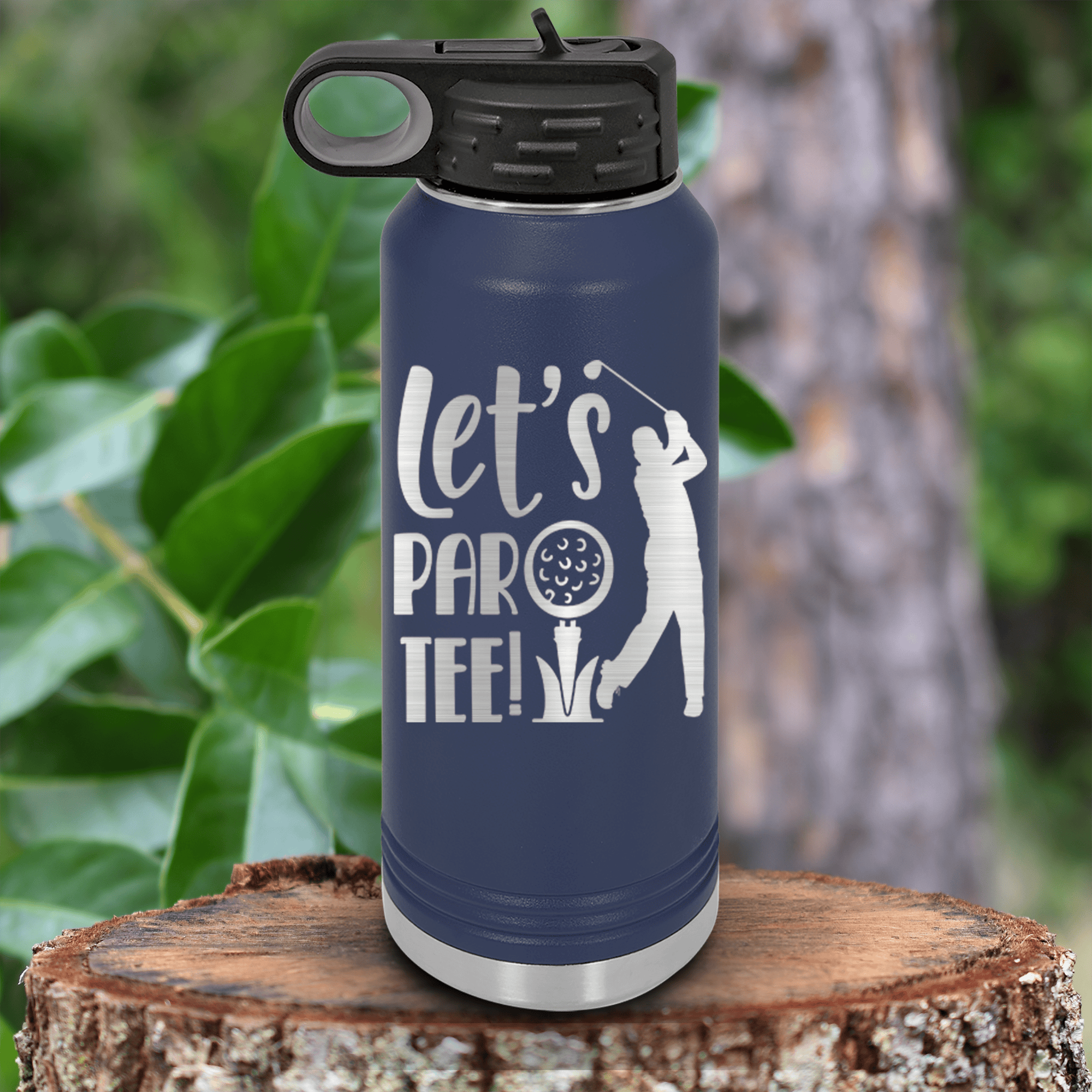 Navy golf water bottle Par Tee Time