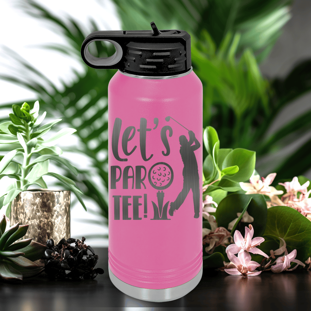 Pink golf water bottle Par Tee Time