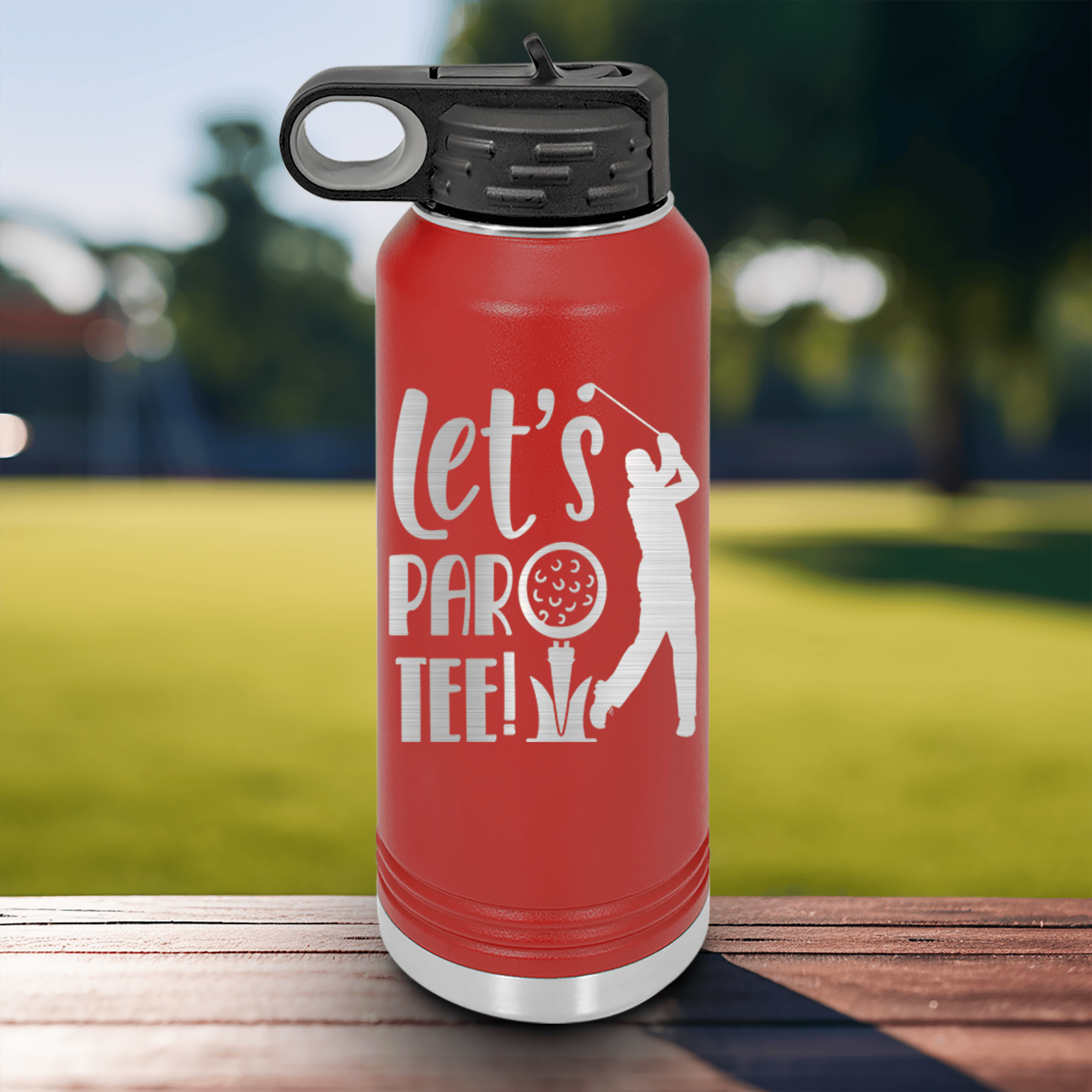 Navy golf water bottle Par Tee Time