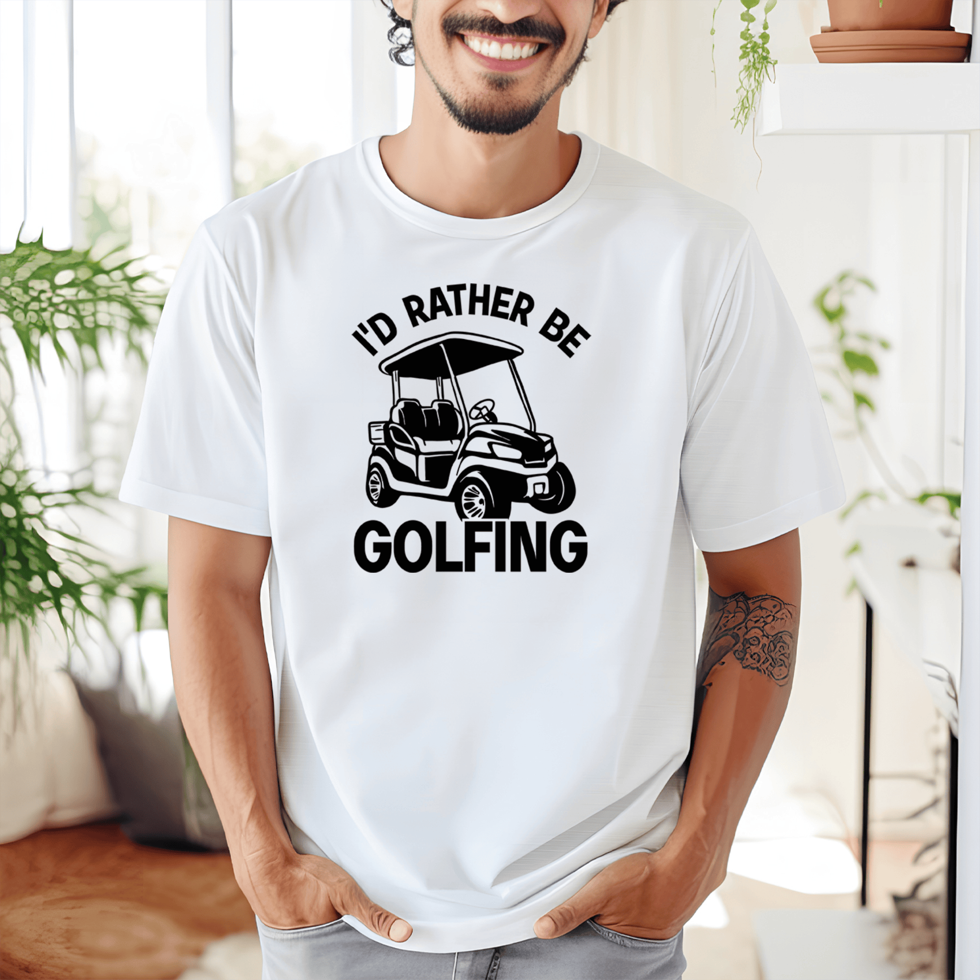 Golf Mens T-Shirt With Rather Be Golfin Design - Groovy Golfer