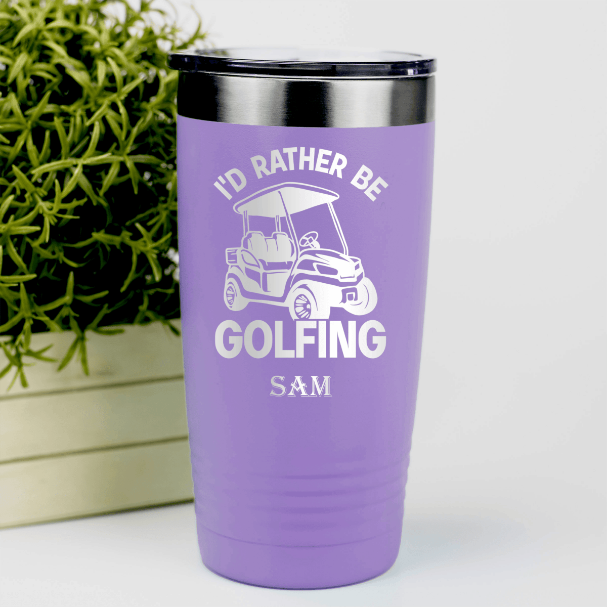 Light Purple Golf Tumbler With Rather Be Golfin Design