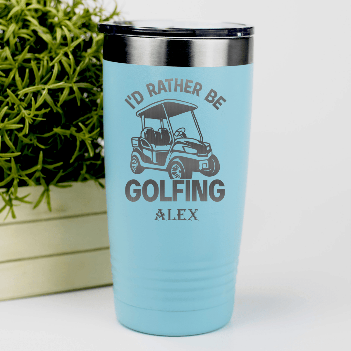 Teal Golf Tumbler With Rather Be Golfin Design