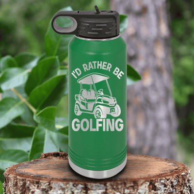 Green golf water bottle Rather Be Golfin
