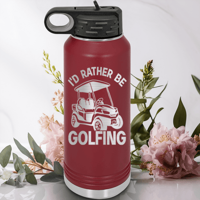 Maroon golf water bottle Rather Be Golfin