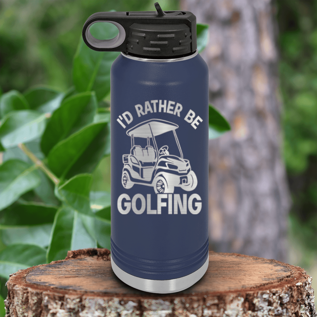Navy golf water bottle Rather Be Golfin