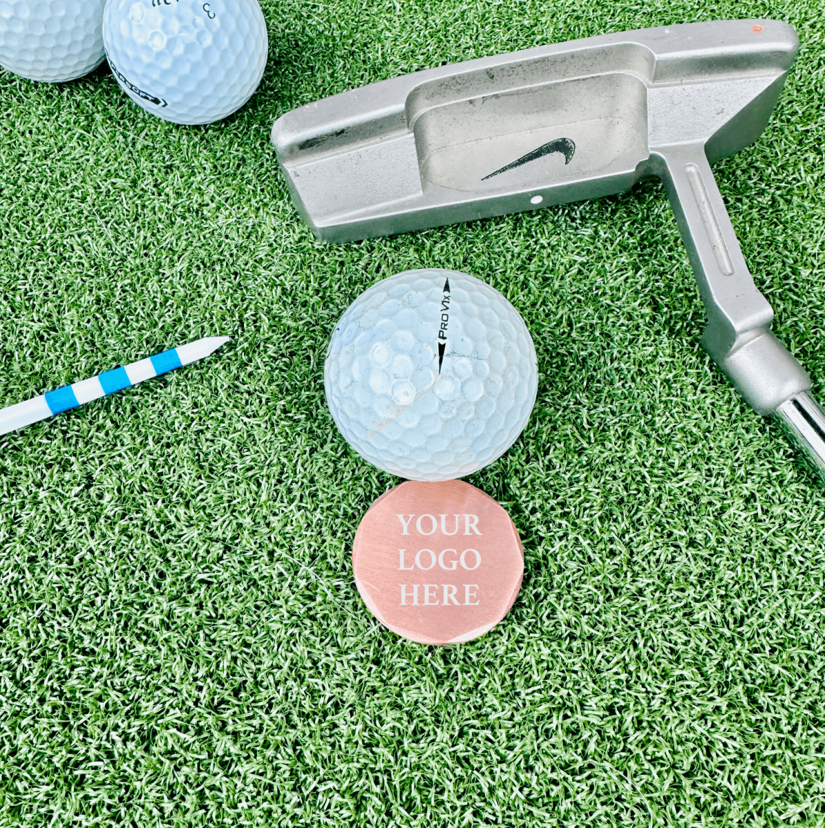 Custom copper golf ball marker with personalized engraving