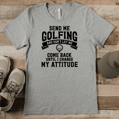 Grey Mens T-Shirt With Send Me Golfing Design