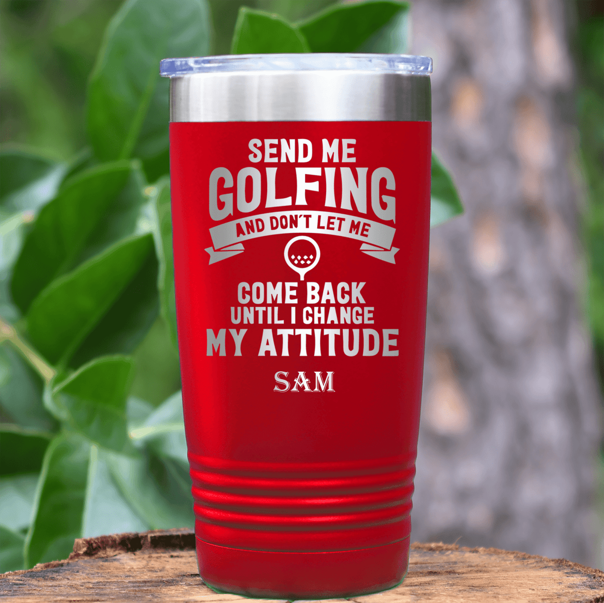 Black Golf Tumbler With Send Me Golfing Design