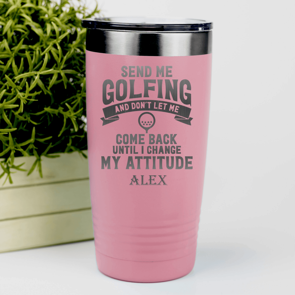 Salmon Golf Tumbler With Send Me Golfing Design