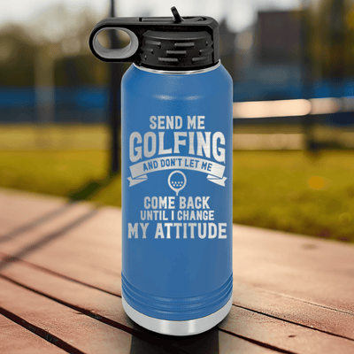 Blue golf water bottle Send Me Golfing