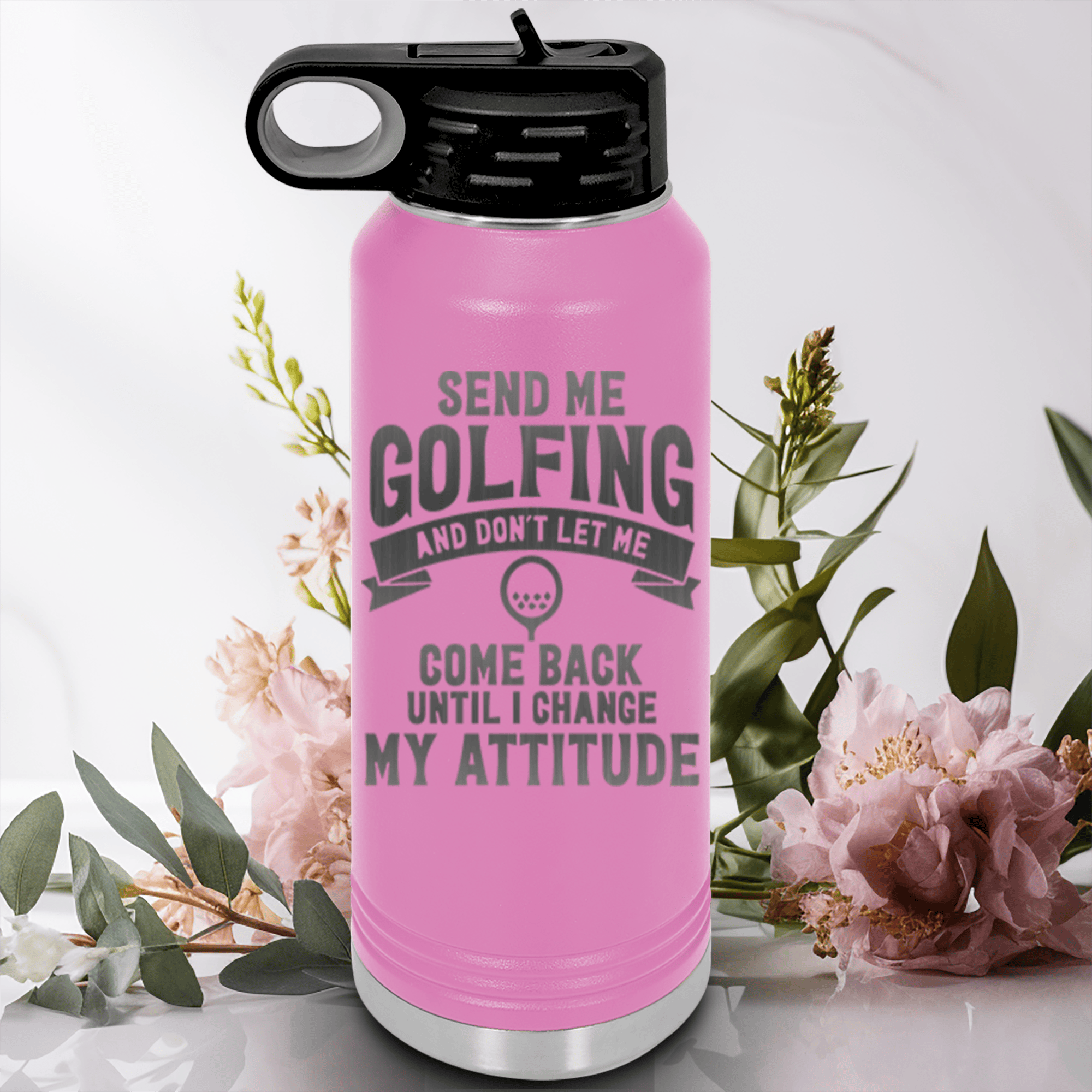 Light Purple golf water bottle Send Me Golfing