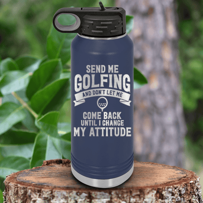 Navy golf water bottle Send Me Golfing