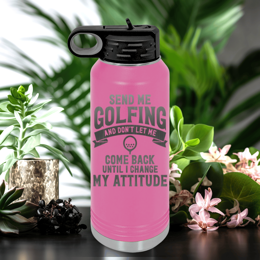 Pink golf water bottle Send Me Golfing