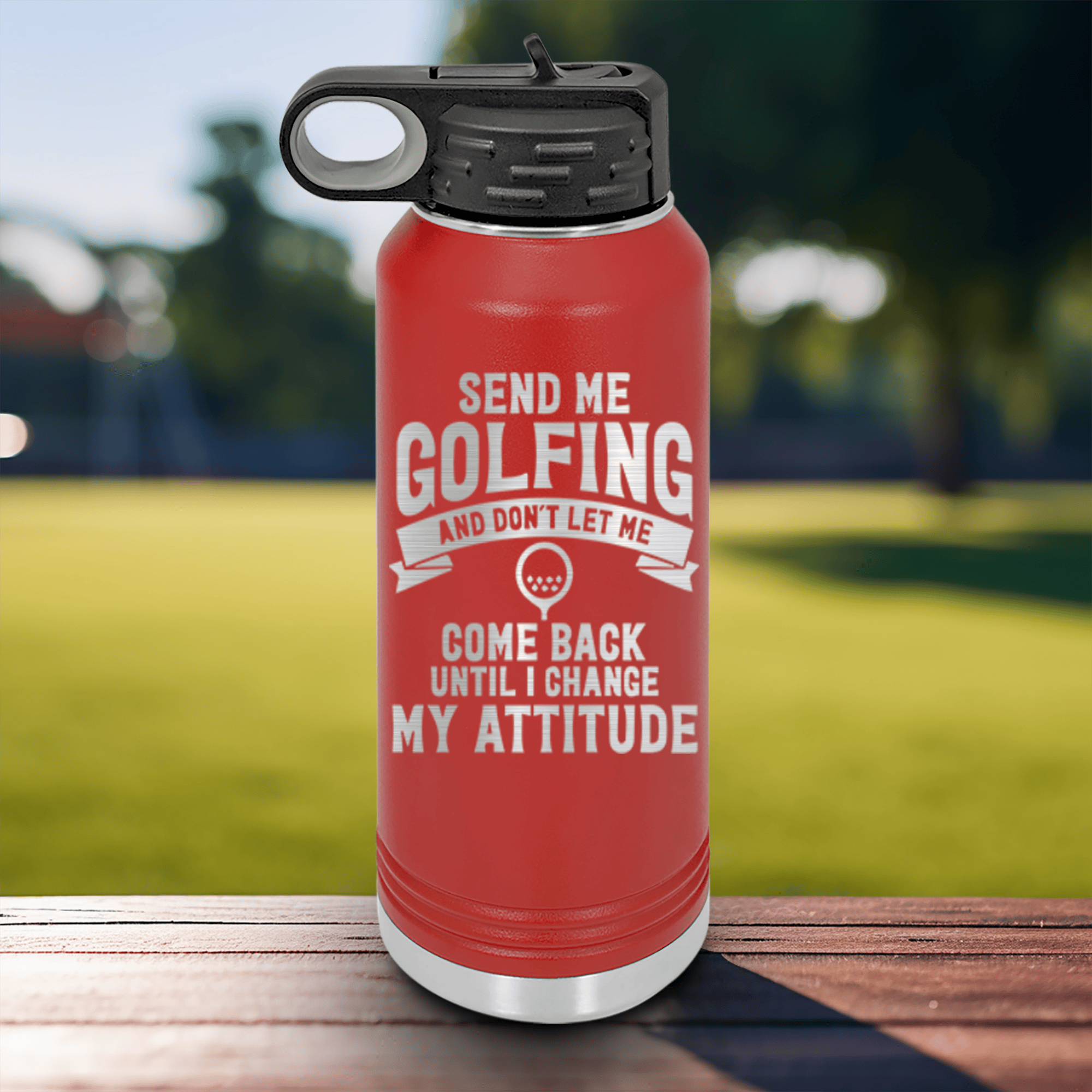 Black golf water bottle Send Me Golfing