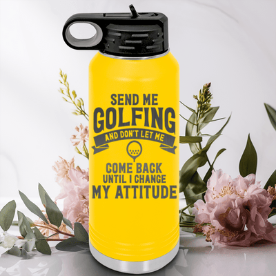 Yellow golf water bottle Send Me Golfing