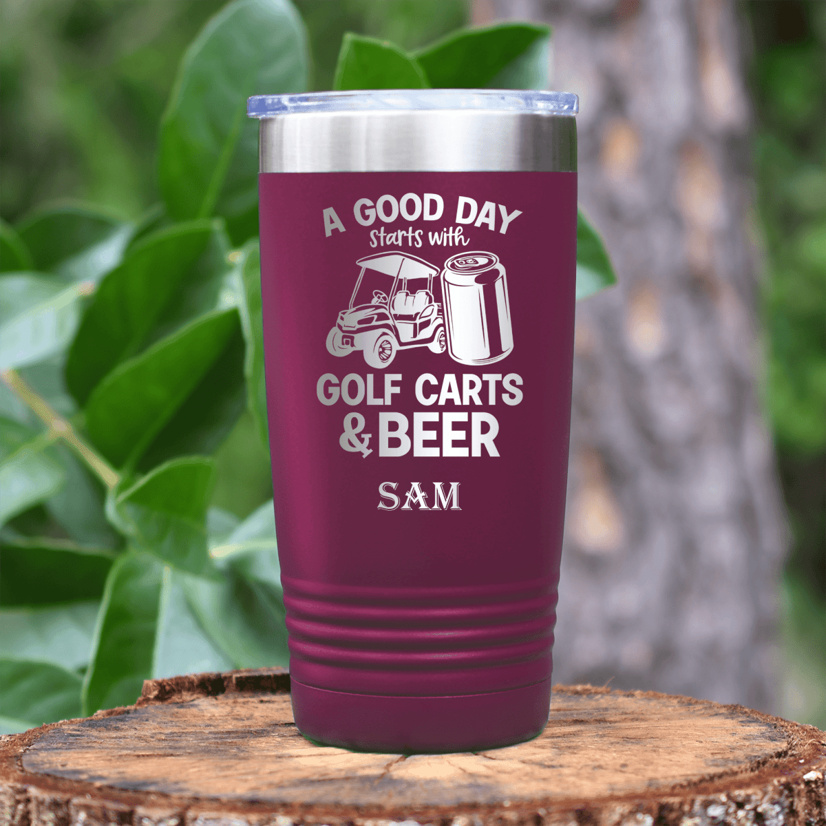 Maroon Golf Tumbler With Sip And Swing Design