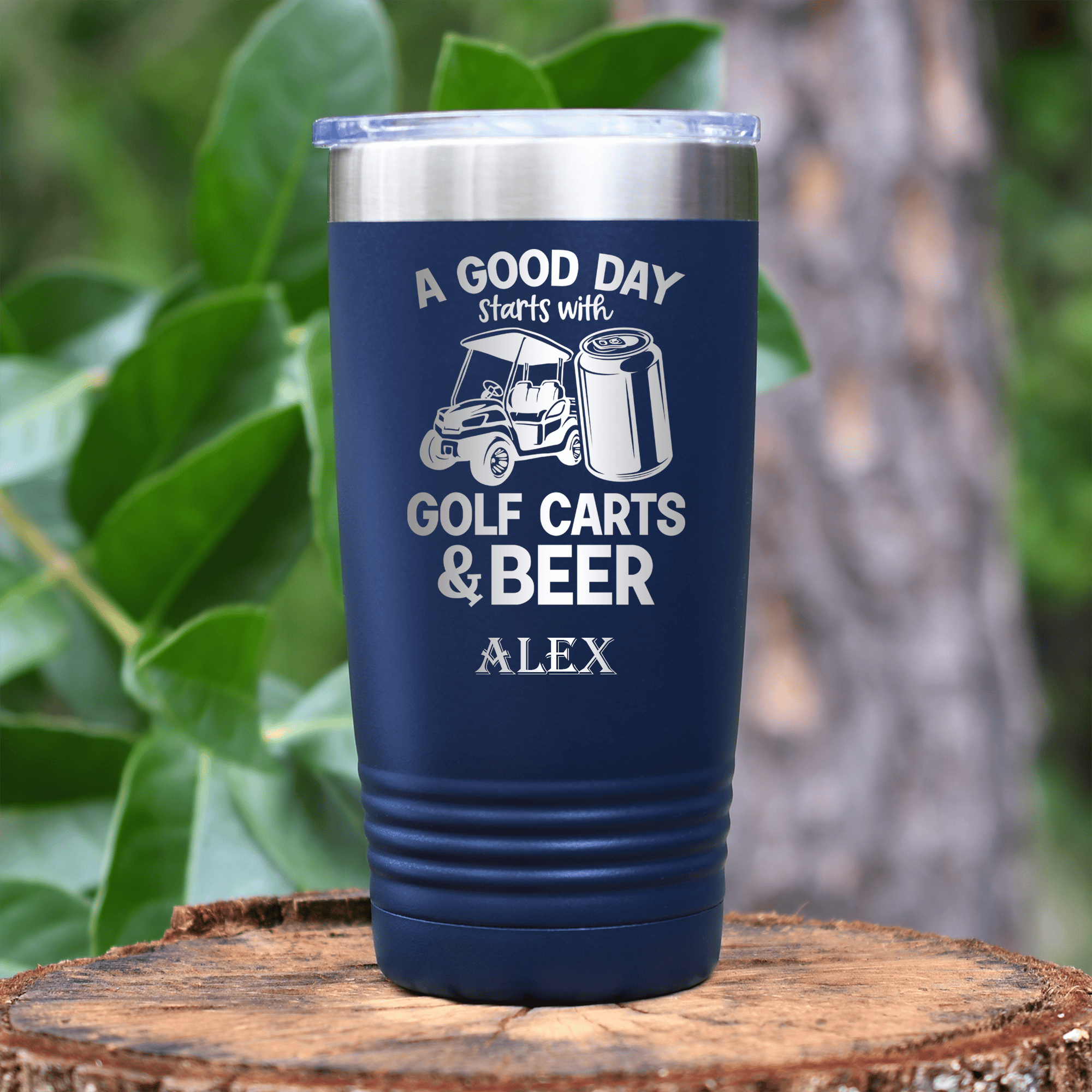 Navy Golf Tumbler With Sip And Swing Design