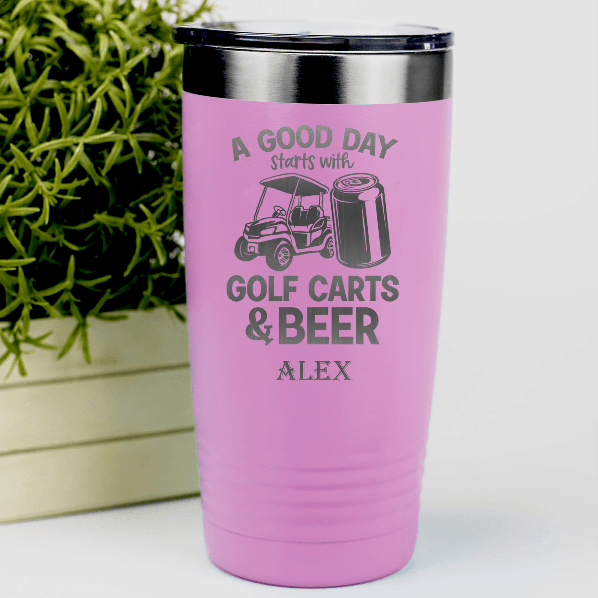 Pink Golf Tumbler With Sip And Swing Design