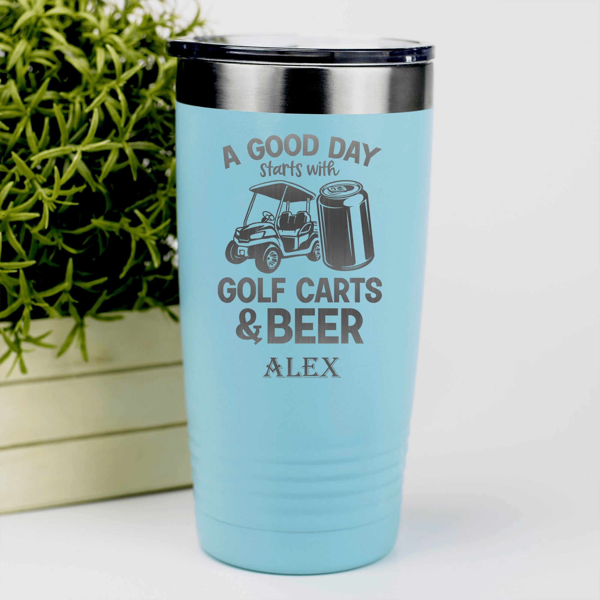 Teal Golf Tumbler With Sip And Swing Design