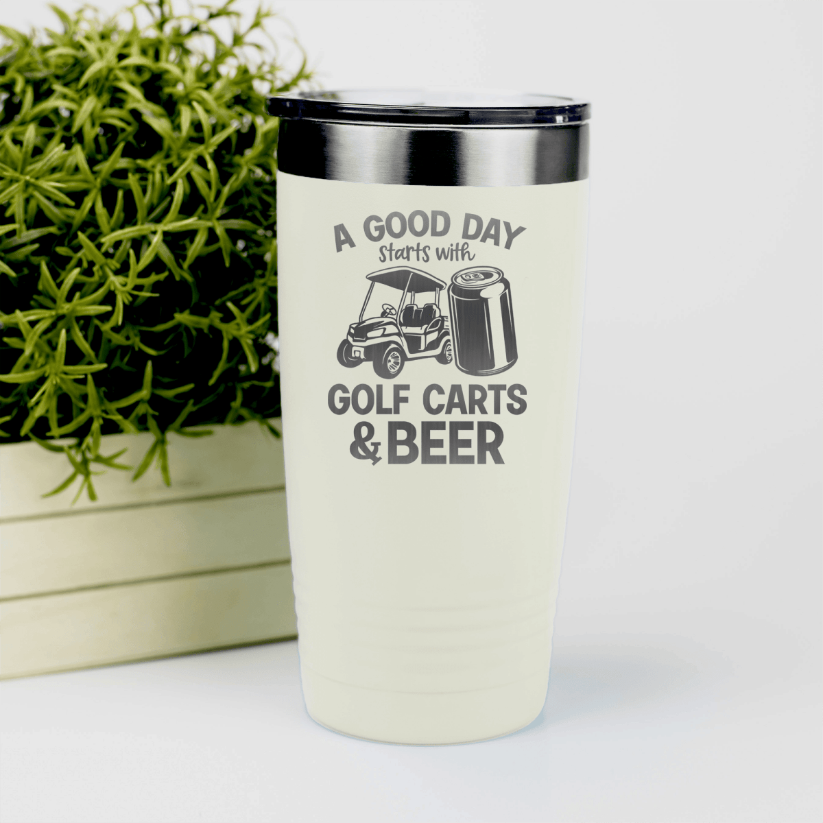 White golf tumbler Sip And Swing