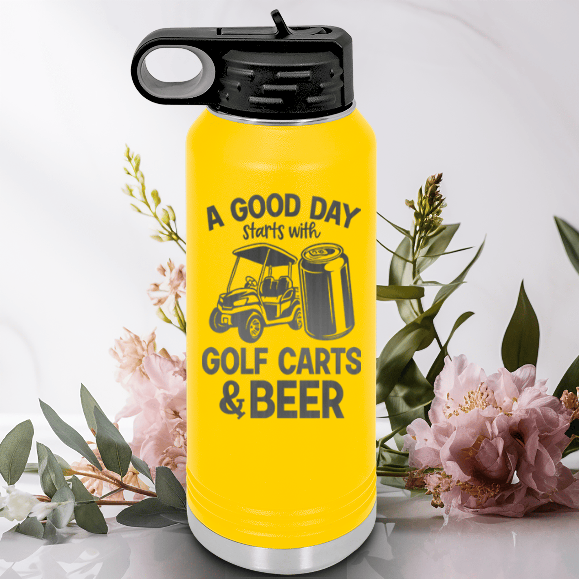 Yellow golf water bottle Sip And Swing