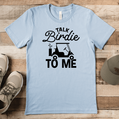 Light Blue Mens T-Shirt With Talk Birdie To Me Design
