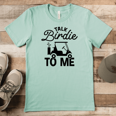 Light Green Mens T-Shirt With Talk Birdie To Me Design