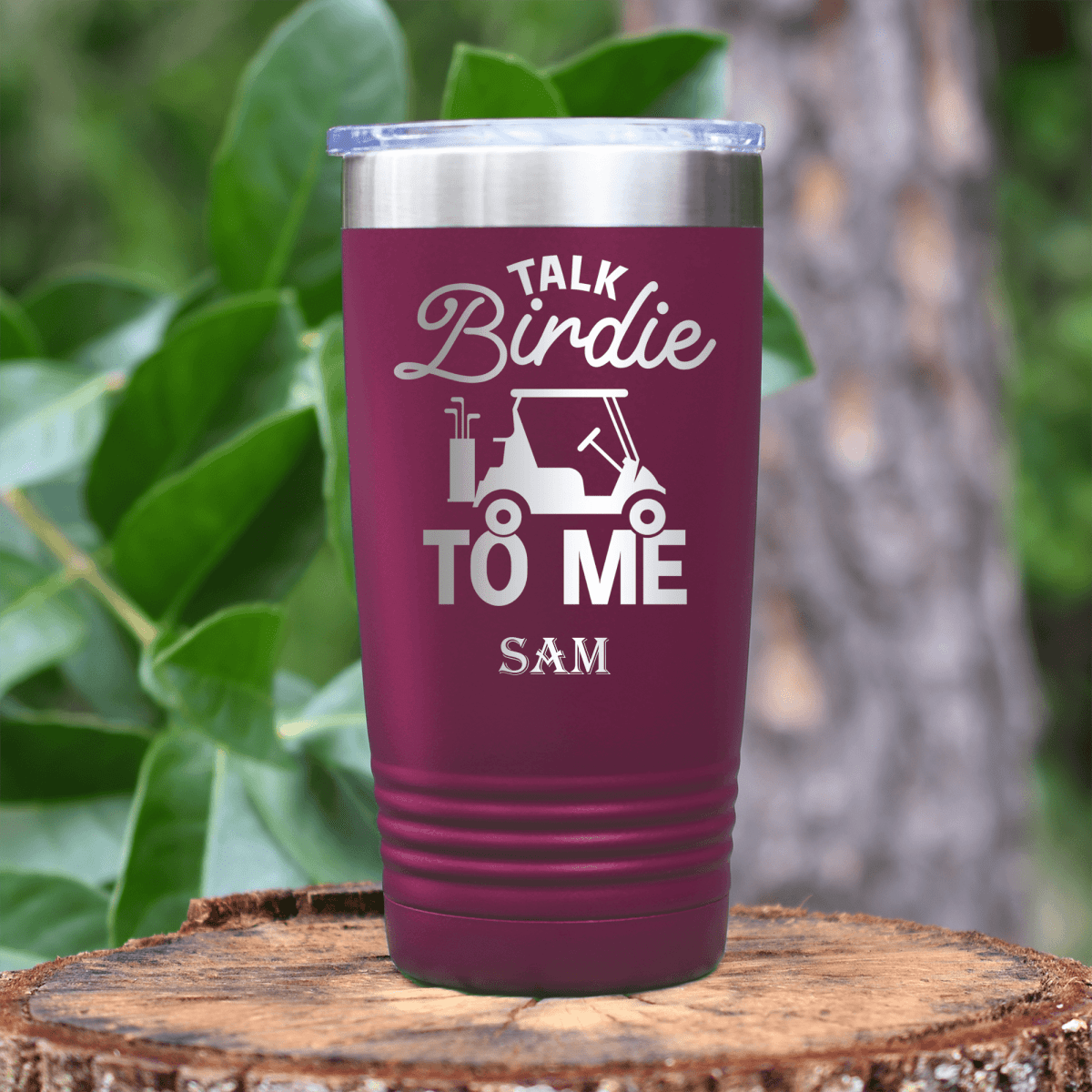 Maroon Golf Tumbler With Talk Birdie To Me Design