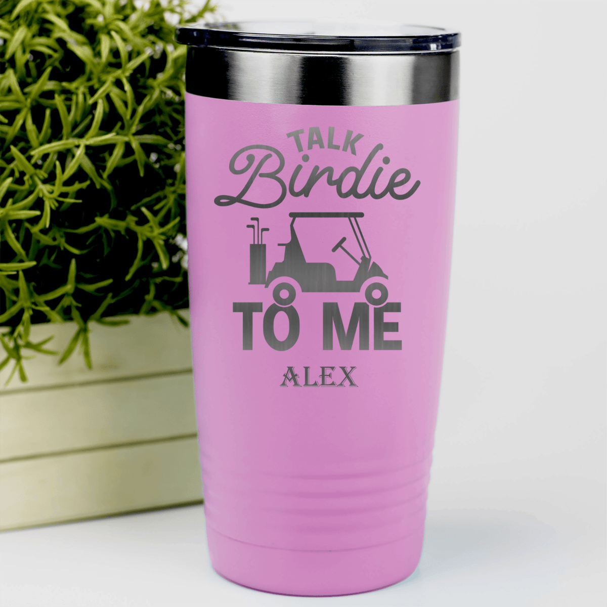 Pink Golf Tumbler With Talk Birdie To Me Design