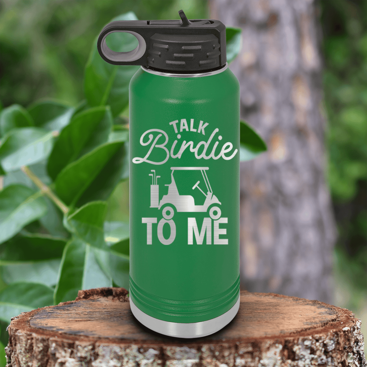 Green golf water bottle Talk Birdie To Me