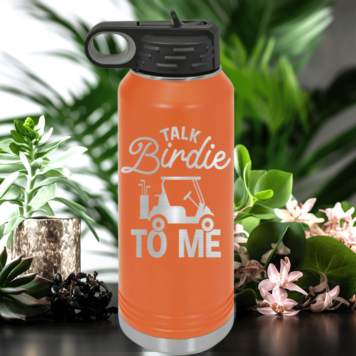 Orange golf water bottle Talk Birdie To Me