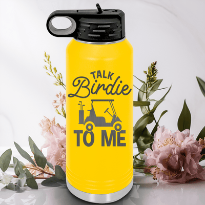 Yellow golf water bottle Talk Birdie To Me