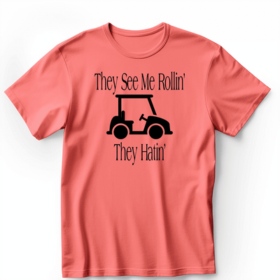 Light Red Mens T-Shirt With They See Me Rollin Design