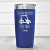 Blue Golf Tumbler With They See Me Rollin Design