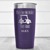 Purple Golf Tumbler With They See Me Rollin Design