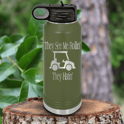 Military Green golf water bottle They See Me Rollin